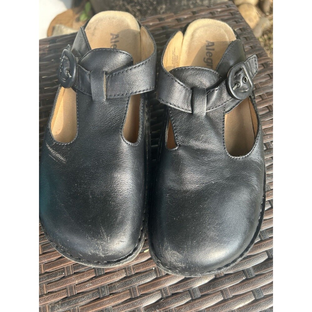 Alegria 9.5-10 EUR 40 Black Leather Clogs Mule Slip-On ALG-601 Nursing PG Lite